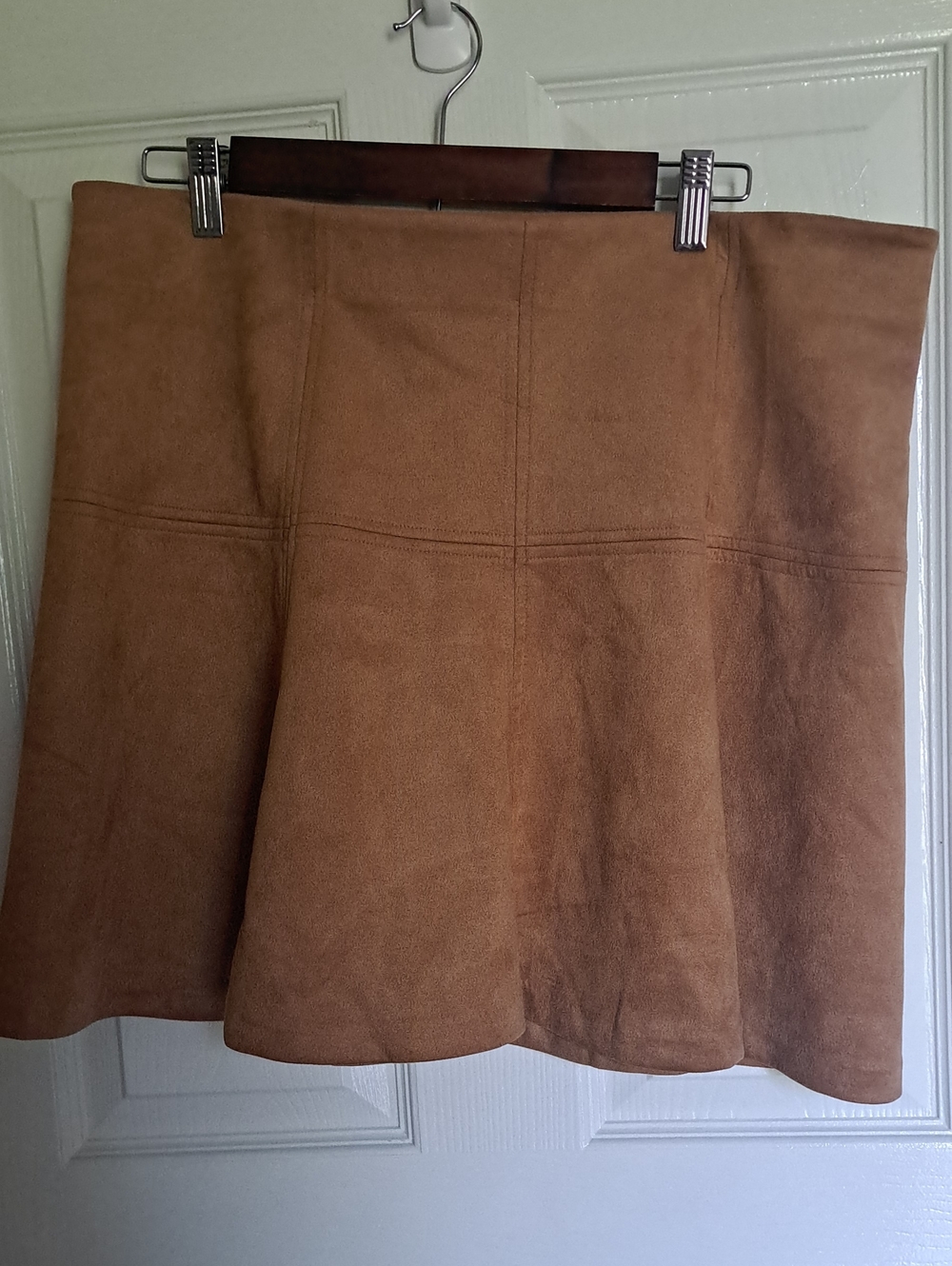 LC Lauren Conrad Camel Suede A-Line Panel Skirt